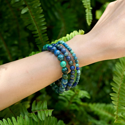 Bivei Chrysocolla-Gentle Expression-6mm Beaded Bracelets for Women Handmade Semi Precious Natural Stone Stretch Elastic Jewelry for Women Yoga Protection Gifts