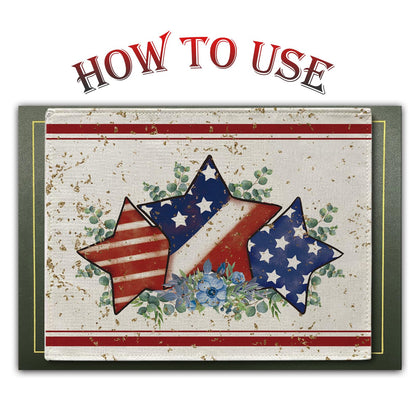 GPGHE 4th of July Placemats Set of 4 America Flag Stars Stripe 12x18 Inch Burlap Table Mats Patriotic Memorial Day Independence Day Seasonal Holiday Kitchen Dining Home Outdoor Party Table Decoration