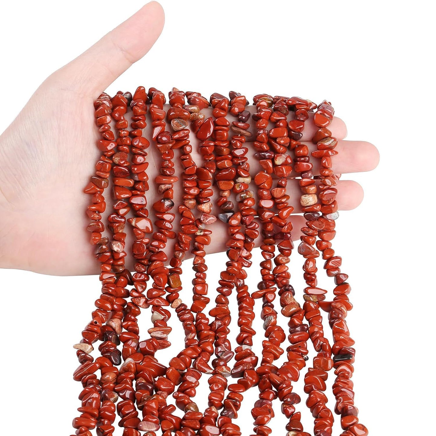 Natural Chip Stone Beads 450pcs Red Jasper Chips 5-8mm Genuine Real Irregular Healing Crystal Rocks Hole Drilled DIY Loose Gemstone Beads for Jewelry Making Bracelet Earrings Necklace Crafting