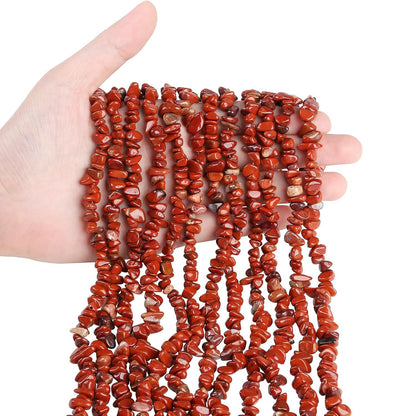 Natural Chip Stone Beads 450pcs Red Jasper Chips 5-8mm Genuine Real Irregular Healing Crystal Rocks Hole Drilled DIY Loose Gemstone Beads for Jewelry Making Bracelet Earrings Necklace Crafting