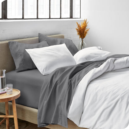Bare Home Queen Sheet Set - 1800 Ultra-Soft Microfiber Queen Bed Sheets - Double Brushed - Deep Pockets - Easy Fit - 4 Piece Set - Bedding Sheets & Pillowcases (Queen, Grey)