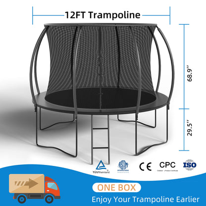 ALTLER Trampoline 12FT 14FT Enclosure Net Outdoor Jump for Kids and Adults Round ASTM Approved Heavy-Duty Bounce Mat with Enhanced Weight Capacity