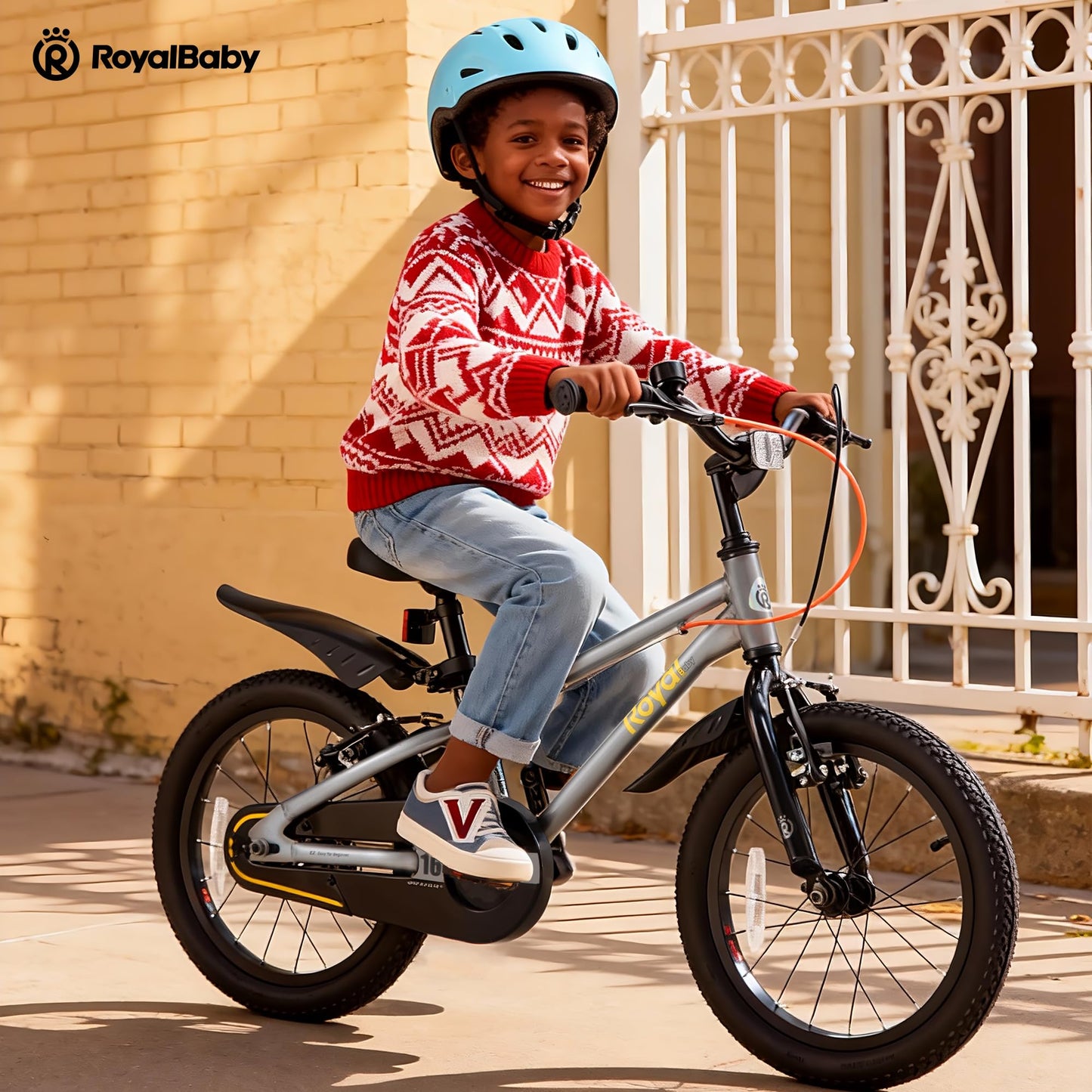 RoyalBaby EZ Fride Kids Bike, Lightweight Aluminum 2-in-1 Balance to Pedal Bike with One-Key Switch, 18 Inch for Age 5-8 Years, Gray