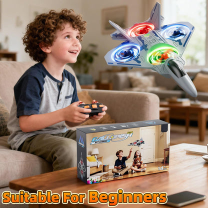 Remote Control Airplane Drone for Kids Ages 4-6-8-10-12, RC Plane Jet Drone with One Key Take Off-Landing, Headless Mode, 360° Flip for Kids Boys Beginners, Outdoor Flying Toys Birthday Gifts for Boys
