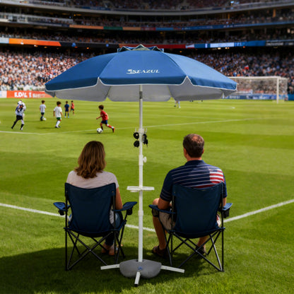 Seazul 6.5ft Sun Shade Umbrella, Portable Umbrella with Stand for Sports, Water Weight Bag, Adjustable and Lightweight, Sun Protection, Blue