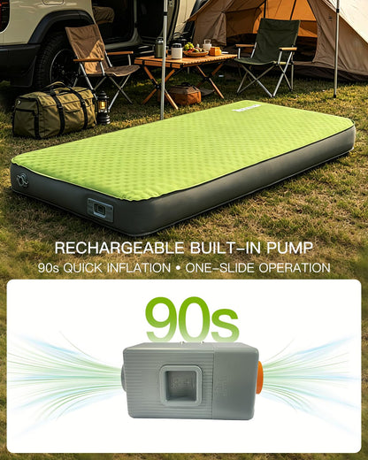 Byomostor 4" Ultra-Thick Foam & Air Camping Mattress with Built-in Rechargeable Air Pump, 9.5R Insulated Foam Air Mattress for Car, Truck, Rooftop Tent – Double Size, Portable All-Season Sleeping Pad