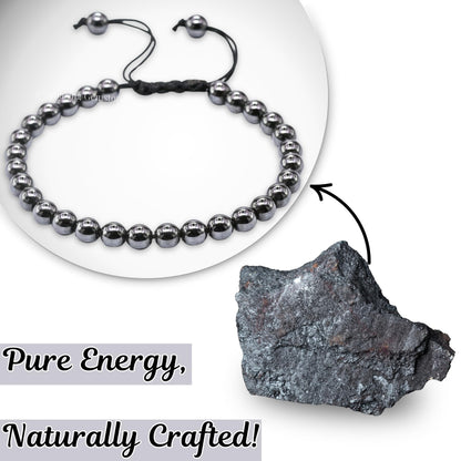 Amazing Gemstone Hematite Bracelet, Gifts For Men & Women - Protection Healing Crystal Bracelet - 6mm Gemstone Beaded Adjustable Bracelet, Pulseras Para Hombres Mujer Stocking Stuffers