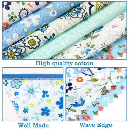 jijAcraft 39Ft Triangle Bunting Banner, 42Pcs Tea Floral Party Bunting Cotton Fabric Flags Pennant Garlands for Birthday Party, Wedding, Baby Shower, Outdoor and Home Decorations (Blue)