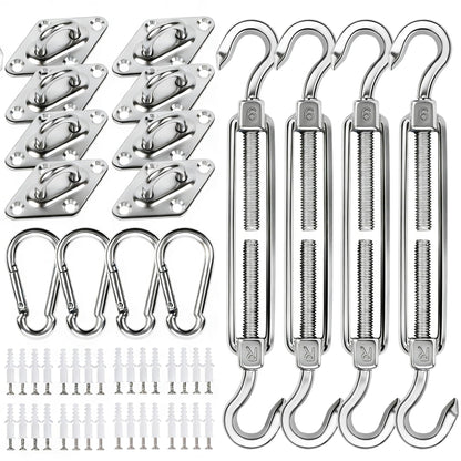 YOFIT 80 Pcs Shade Sail Hardware Kit 6 inch for Triangle Rectangle Sun Shade Sail Installation, 304 Grade Stainless for Garden Outdoors