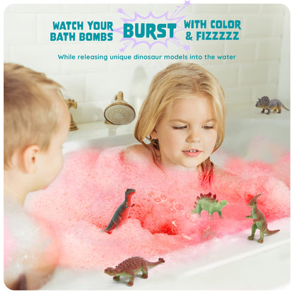 Dan&Darci Dino Egg Bath Bombs for Kids - Easter Basket Stuffers - Kid Baths Bomb with Surprise Inside - Dinosaur Toys Gift for Boys and Girls Ages 6 7 8 Years Old Gifts - Fun Educational Toy Fizzy