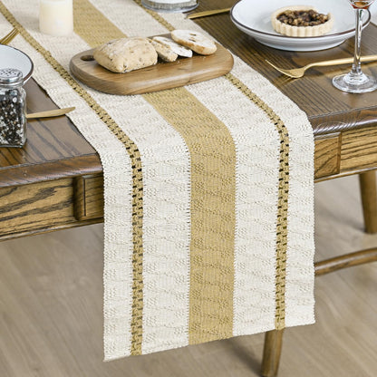 Artoid Mode Burlap Brown Farmhouse Woven Rustic Table Runner, Seasonal Holiday Hollow Kitchen Dining Table Decoration for Home Party Decor 12x72 Inch