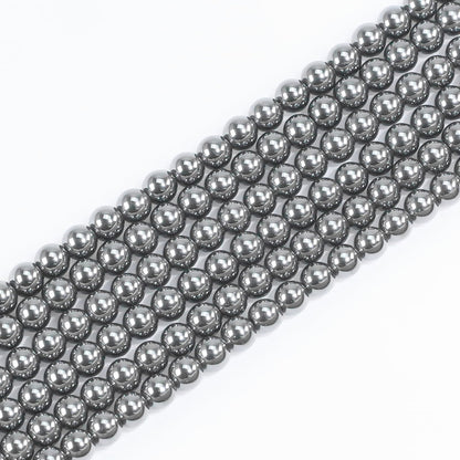8mm Natural Gemstone Round Hematite Loose Beads for Jewelry Making Bracelets Necklace Earrings Art Craft (45-48pcs/strand)