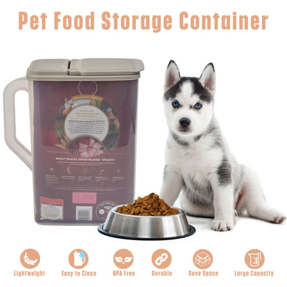 Buddeez Pet Food Storage Container - 8 Quart Capacity Bird Seed Container & Dog Food Storage, with Durable EZ Grip Handle and EZ Flip Lid with Pour Spout