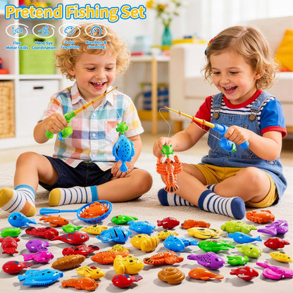 Magnetic Fishing Toy for Kids 3-5, Magnetic Fishing Game for Kids Ages 4-8, Water Table Toys with Fishing Rod Set, Outdoor Plastic Floating Fish, Kids Bath Pool Fishing Water Toys for Baby Boys Girls