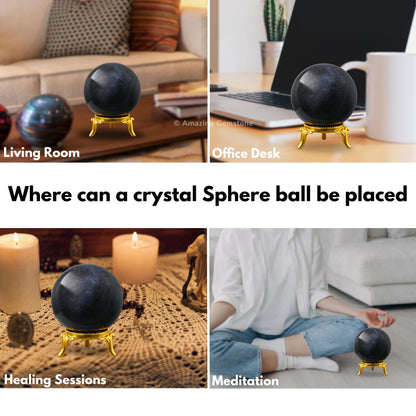 Amazing Gemstone Blue Aventurine Crystal Ball with Stand - 2" Inches Crystal Sphere Meditation Balls for Witchcraft and Decorative Balls