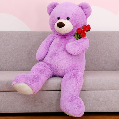 MorisMos Giant Teddy Bear Stuffed Animal 4 Feet, 51'' Large Stuffed Bear for Girlfriend Boyfriend Wife Mom Fiancée Valentine's Gift, Big Bear Plush for Baby Shower Christmas Birthday,Purple