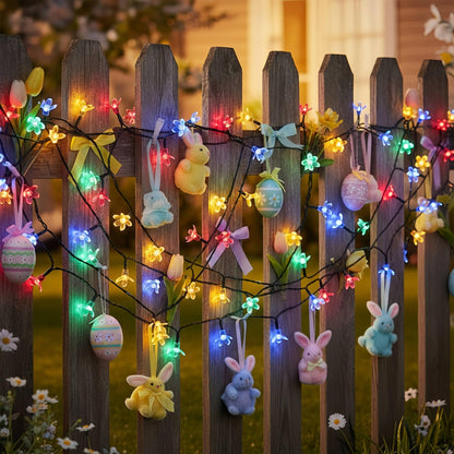 YULETIME Multicolor Sakura LED String Lights, 33 ft 100 Count 8 Modes USB Powered Novelty String Lights (Multicolor, Sakura)