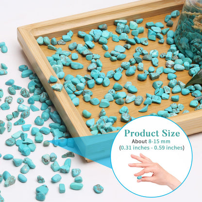 QICQDRAM Howlite Turquoise Small Tumbled Chips 0.9 Lb/405g Crystal Stone Decorative Pebbles for Home Decoration & Fish Turtle Tank, Vase Filler, Plants Decor