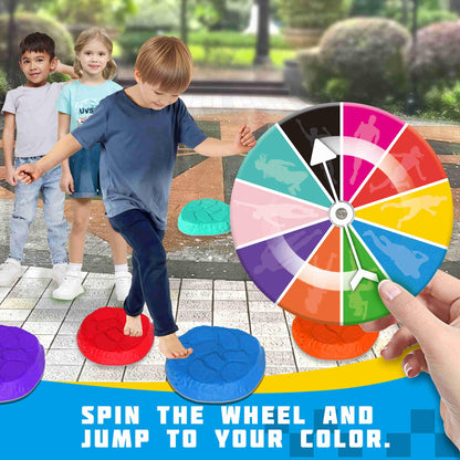 TECKMICO 10-Pack Stepping Stones for Kids,Non-Slip Balance Stones Obstacle Course Coordination Game Encourage Toddler Balance Gross Motor Skills Toys for Kids Ages 3-8