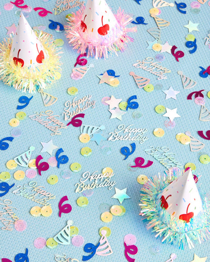 xo, Fetti Happy Birthday Confetti Rainbow | Birthday Party Decorations, Iridescent Foil, Pastel Sequins, Table Scatter, Celebration Decor, Sparkle