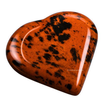 Amazing Gemstone Mahogany Obsidian Stone Heart - Pack of 2 Crystal Heart Stones Rocks - Corazones De Piedra Crystals and Healing Stones Heart Shaped Crystal - Stocking Stuffers Gifts