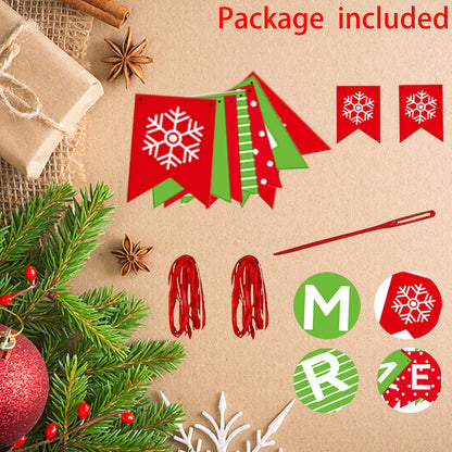 Merry Christmas Banner - Premium Heavyweight Paper Holiday Sign with String & Threading Needle for Indoor Fireplace, Wall, Windows | Traditional Festive Decor (Merry & Bright) (double-sided)