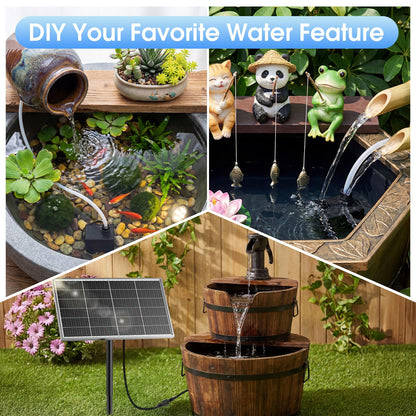 AMZtime 20W Solar Fountain Pump, Solar Water Pump with Lights Built-in 4000mAh Battery, 2026 New DIY Solar Water Fountain for Bird Bath, Pool, Pond, Garden, Fish Pond, Small Waterfall