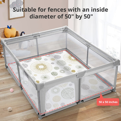 Foldable Baby Play Mat, PIGLOG 50x50 Playpen Mat, Safe Foam Playmat for Tummy Time, Waterproof Playmats for Babies and Toddlers Kids, Reversible Portable Floor Mat for Infant, Circles + Stripes