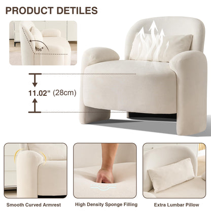 LOULENS Oversized Accent Chair, Modern Linen Fabric Lounge Armchair for Living Room, Upholstered Comfy Reading Single Sofa Chair for Bedroom, Waiting Room, Corner, Office, Beige