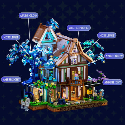 Lumibricks Sylvan-Inn Treehouse Lighting Building-Bricks-Set - 3120 Pcs Elf Hotel Cabin Collection Tree House LED Light Set for Adults and Retro House Collectors
