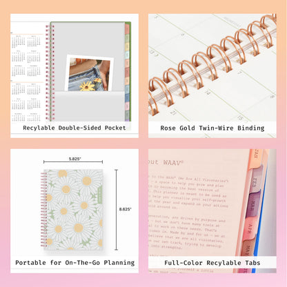 Blue Sky WAAV 2026-2027 Weekly and Monthly Academic Year Planner Calendar, July 2026 - June 2027, 5.875" x 8.625", Flexible Cover, Wirebound, Laminated Tabs, Storage Pocket, Includes 20 Extra Notes Pages, Michelle