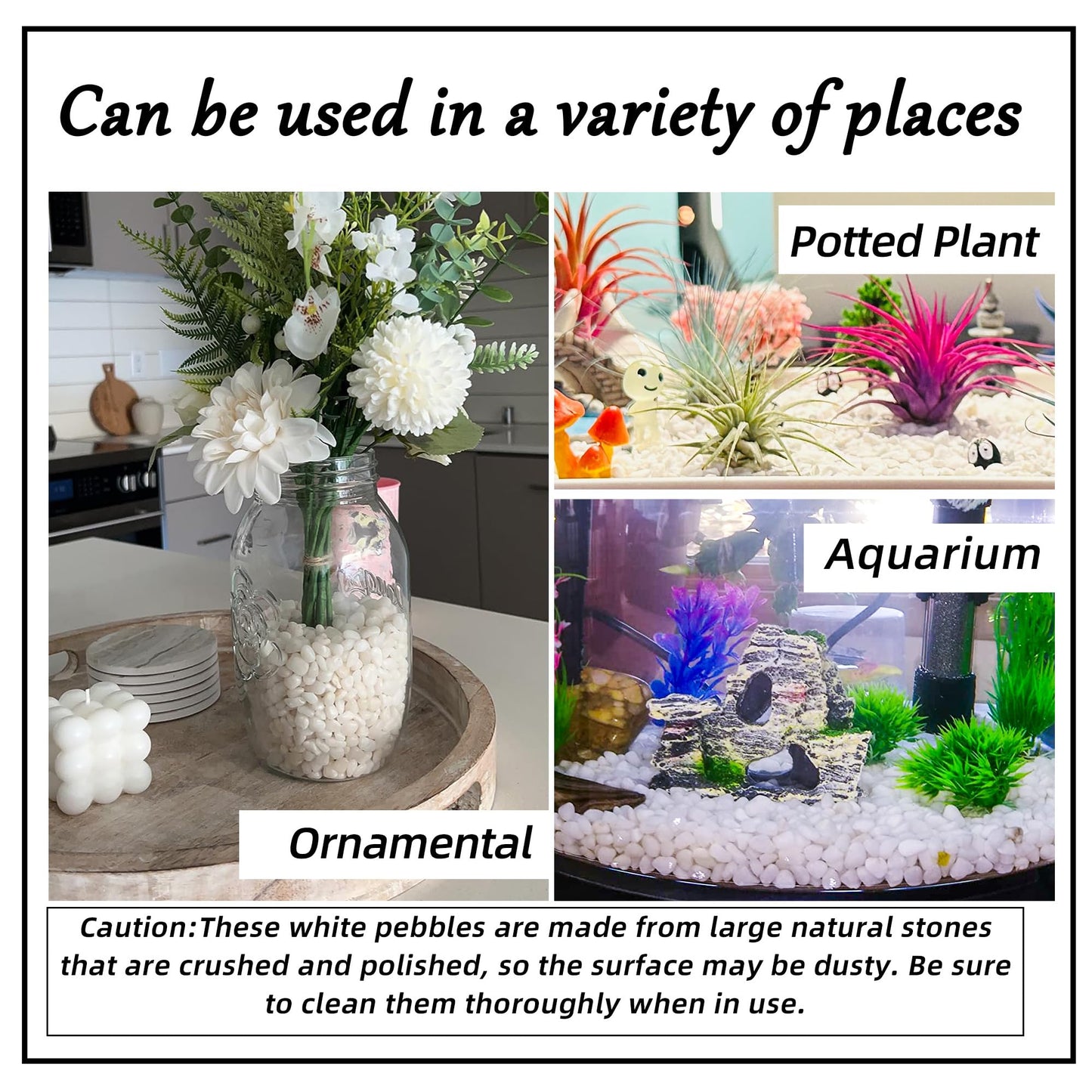 18lb 1/4" Small White Rocks for Plants,Potting,Succulents Aquarium Fish Tank Garden Vases Decorative Pebbles Gravel Rocks Stones