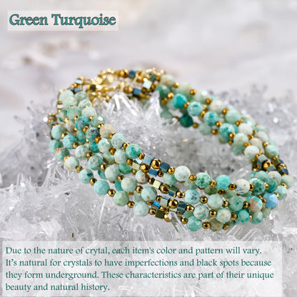 Farfume Green Turquoise - Communication - Crystal Beaded Bracelets, Chakra 4mm Natural Stone Beads Bracelets, Gemstone Spiritual Jewelry Gifts for Mother's Day
