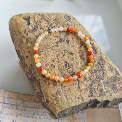 CHCCOYE 4mm Natural Healing Gemstone Bracelet Handmade Yoga Stretch Elastic Bracelet Stress Relief Crystal Jewelry for Men and Women (4mm, Golden Jade)