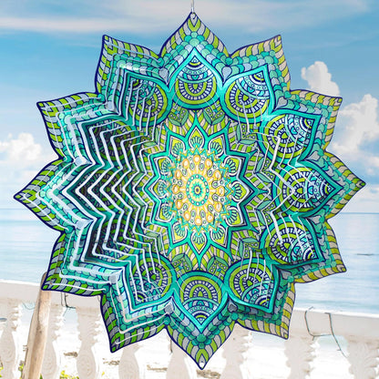 Hippolytusiart Wind Spinner Mandala Peacock Flower for Yard and Garden,12Inch Wind Spinners Outdoor Kinetic Yard Art Decorations,Garden Gifts for Women Mother Mom Father Men,3D Hanging Wind Sculptures