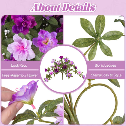 Ammyoo Artificial Hanging Flowers for Outdoors Hanging Baskets, 3 Pcs Fake Silk Flower with Hanging Baskets Planter for Spring Summer Garden Porch Patio Yard Outside Decor