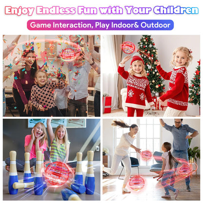 ANOEPUY Flying Orb Ball Toys 2025, Hover Boomerang Spinner Fly Ball Toys for Kids Teen Boys Girls, Soaring Hand Controlled Mini Drone Cosmic Globe Spinning Birthday for 6 7 8 9 10 11 12(Red)