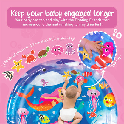 KooKooBaby Water Tummy Time Mat - Large Sensory Baby Water Mat for Tummy Time & Motor Development - Leak-Proof, Durable Play Mat for Babies 3 Months+ - Infant Water Play Mat for Baby Boys & Girls