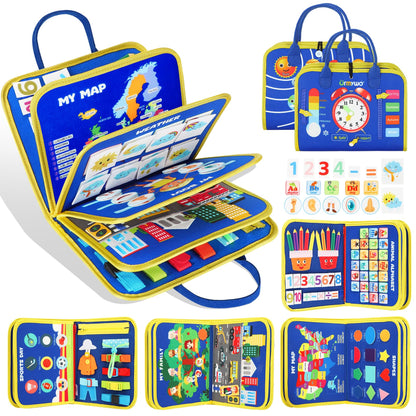 URMYWO Busy Board - Montessori Toys for 1 2 3 4 Year Old, Busy Book Toddler Activities with Fine Motor Skills, Autism Sensory Toys Gifts for Boys Girls, Travel Toys for Road Trip Plane Car