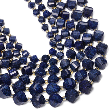 Yochus 42pcs Natural Lapis Lazuli Stone Beads for Bracelet，2strands 6mm Facted Twist Loose Gemstone Beads for Jewelry Making DIY Craft Necklace Earring