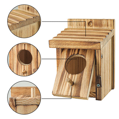Humming Bird Houses for Outdoor Hanging Small Bird Nesting Box - Wood Nest for Wren, Chickadee, Robin, Hummingbird, Parakeet - Perch House for Outdoors Birdhouse Birds - Made of Pine Wood
