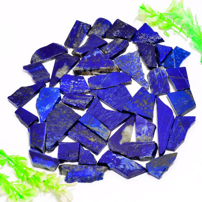 Natural Lapis Lazuli Raw Slice Gemstone- Healing Crystals for DIY Jewelry Making -Loose Natural Cabochon -Perfect for Crafting Unique Jewelry Designs (5 pcs, 25-35 mm)