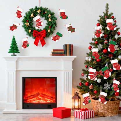 54 Pcs Christmas Stockings Cutouts Double Printed Winter Paper Decor for Christmas Bulletin Board Classroom Decorations(Sock 54)