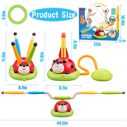 Engfa 3 in 1 Musical Jump, Toss Ring Game and Stomping Launch Rocket Launcher for Kids Toys for Girls Boys 3-5, Sports & Outdoors Toy for Ages 5-7 with Remote Control Outside Toys for Kids Ages 4-8