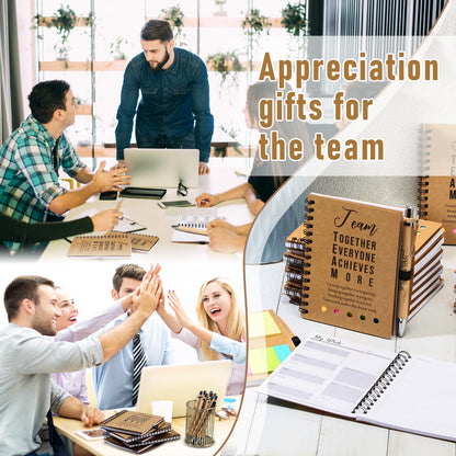 Moinchore 10 Sets Teacher Appreciation Gifts Thank You Gifts Inspirational Spiral Notebooks with Sticky Notepad and Bamboo Pen Nurse Week Gift for Team Nurse Coworker Graduation (Team Together)
