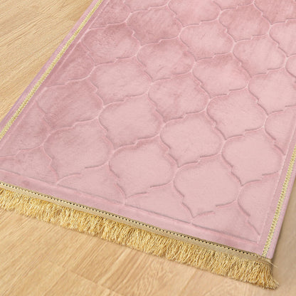 YAZEIN Muslim Prayer Rug with Tasbih Prayer Beads, Soft Memory Foam Prayer Matt Islam, Padded Islamic Prayer Mat Thick for Men and Women, Janamaz, Sajadah (25.6" x 43.3", Pink)