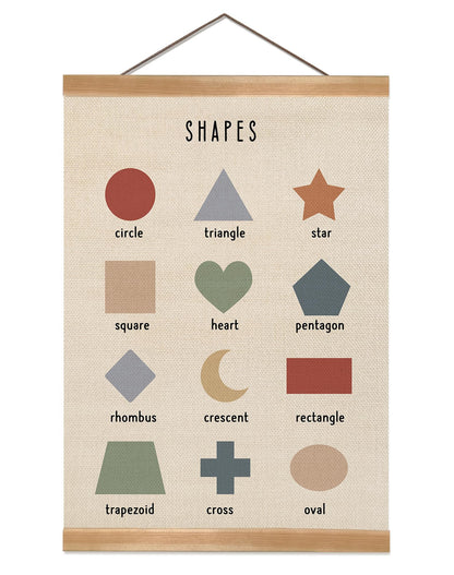 ZTGDA Shapes Educational Wall Art, Toddler Learning Posters, Shapes Learning Poster Hanger Frame Wall Decor for Classroom Nursery Playroom Preschool Decor (12x16inch)