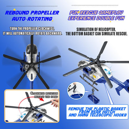 ANJARU Helicopter Toy with Lights and Sound,Simulative Rescue Helicopter Toddler Kids Toys for Kids Aged 3 4 5 6 Pull-Back Propeller Army Toys Toddler Kids Boys Gifts (Fire Fighting Helicopter)