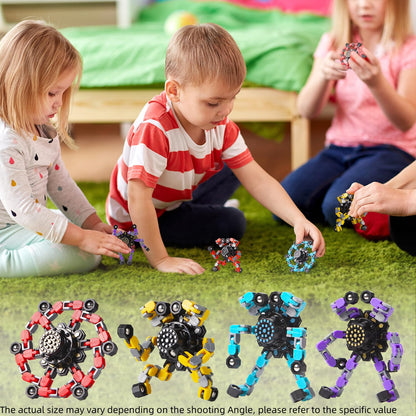 Gokeey Transformable Fidget Spinners Toys 4 Pcs for Kids and Adults Stress Relief Sensory Toys for Boys and Girls Age 8-13 Fingertip Gyros Easter Party Favors Birthday Gifts for Teens Travel Toys