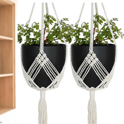 Shineloha 2 Pack Macrame Planter Hanger for up to 8" Pot, Indoor Hanging Planter | Plant Hanger Indoor, Hanging Plants Holder Basket | No Plant or Pot Included
